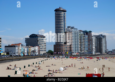 Blick vom Nollehoofd und Strand in Richtung Boulevard Evertsen Vlissingen Niederlande Stockfoto