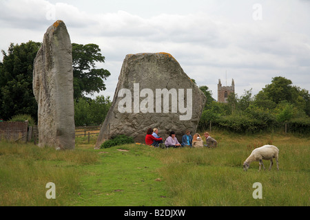 Die prähistorischen stehend Steinkreises in Avebury, Wiltshire, UK - zum Weltkulturerbe Stockfoto