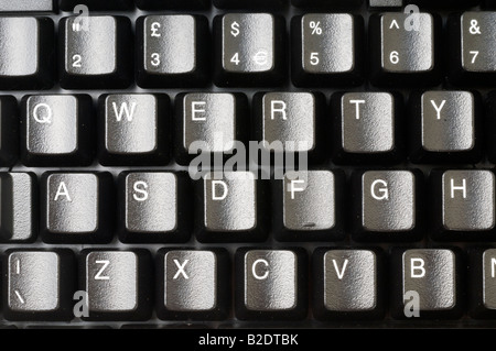 QWERTY-Tasten auf einer Computertastatur Stockfoto