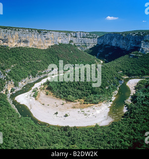 Cirque De La Madeleine Haute Corniche Klippen und Ardèche River Gorges de l'Ardèche Frankreich Stockfoto