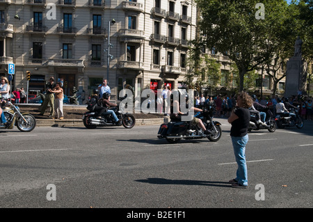 Harley Days 2008, (Harley Davidson Motorrad Besitzer Parade) Barcelona. Stockfoto