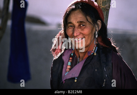 Ladakhi Frau. Leh, Ladakh, Indien. Stockfoto