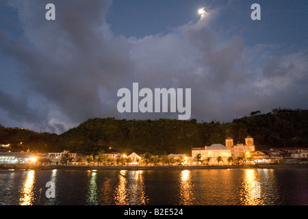 St Pierre Martinique West Indies nachts bei Vollmond. Stockfoto