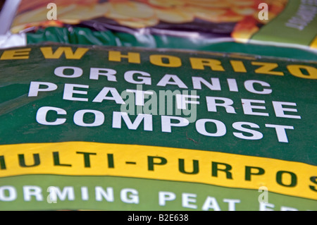 Nahaufnahme von organischen kostenlose torfokompostom zum Verkauf in Gartencenter Stockfoto