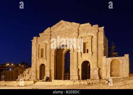 Triumphbogen in antiken römischen Stadt Hadrian Arch Rabin Jordanien Stockfoto