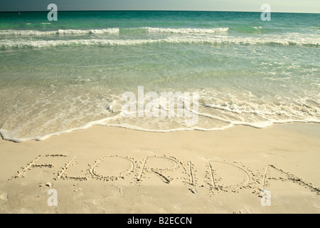 Gekennzeichnet in den Sand am Strand von Florida Florida Stockfoto