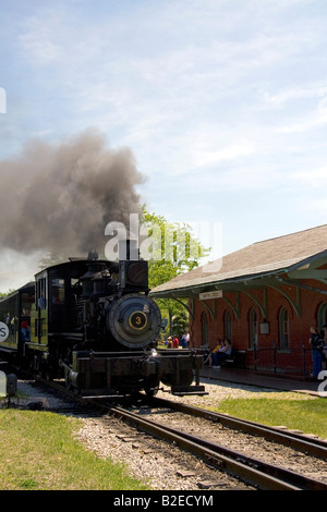 Fackel-See Dampflokomotive im Smiths Creek Depot Greenfield Village in The Henry Ford in Dearborn, Michigan Stockfoto