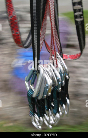 Kletterausrüstung, zieht traditionelle Rack aus der Nocken und schnell Stockfoto