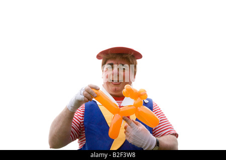 Perzo Arbroath Seafront Spectacular, Kinder Clown Entertainer, Ballon Modellierung Verdrehen, Party, Spielzeug, Tier, Unterhaltung, Handwerk, aufblasbar. Stockfoto