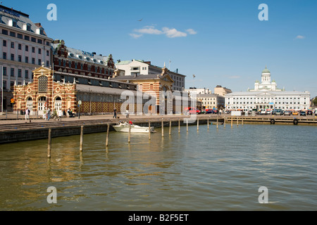 Wanha Kauppahalli, alte Markthalle am Markt Platz, Kauppatori, Helsinki, Finnland. Stockfoto