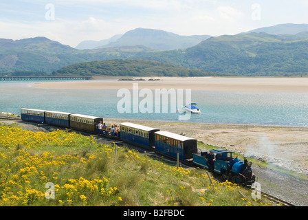 Gwynedd UK Fairbourne und Barmouth Miniatur-Dampfeisenbahn Mawddach Flussmündung Wales 2000s 2008 HOMER SYKES Stockfoto