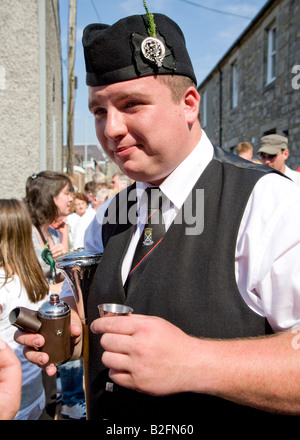 Schottische Pipe Band Leader Langholm gemeinsame Reiten Langholm Schottland, Vereinigtes Königreich Stockfoto