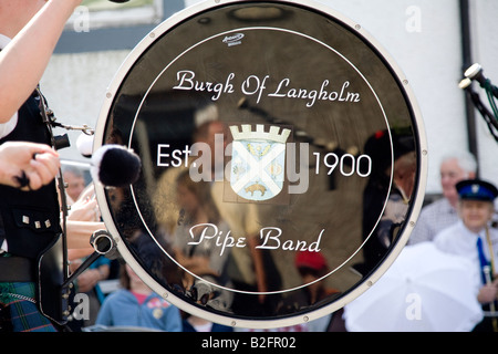 Schottische Pipe Band Langholm gemeinsame Reiten Langholm Schottland, Vereinigtes Königreich Stockfoto