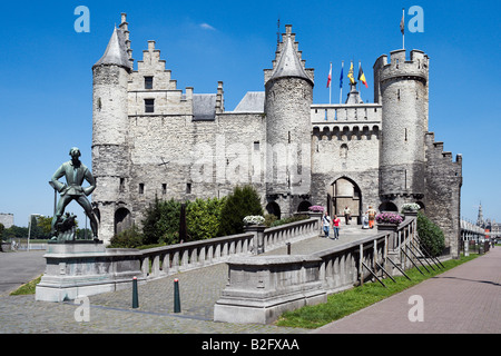 Steen, Steinplein im Zentrum der Altstadt, Antwerpen, Belgien Stockfoto