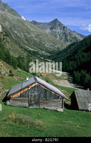 Alphütte Windachtal Tal Ötztal Tirol Stubaier Alpen Österreich Stockfoto