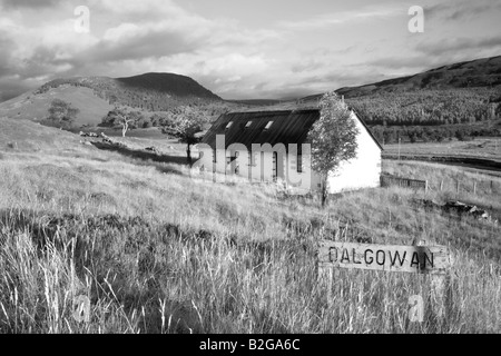 Dalgowan bothy Lowland abgelegenes, einstöckiges Haus; Scottish Keepers Country Cottage, Braemar, Aberdeenshire, Cairngorms National Park, Schottland Großbritannien Stockfoto