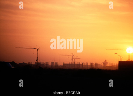 Sonnenuntergang über einem Bau Website Saudi Arabien Stockfoto