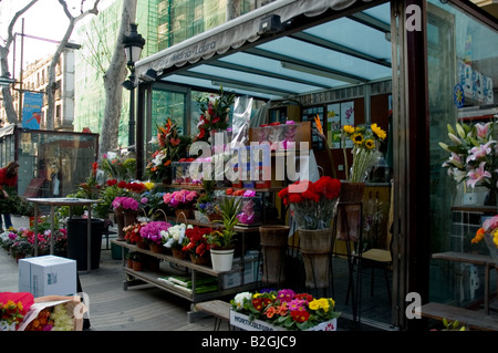 Las Ramblas speichert Blume in Barcelona Spanien Stockfoto