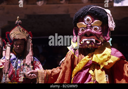 Maskierte Tänzer während Hemis Festival. Ladakh, & Bihar Zustand, Indien. Stockfoto