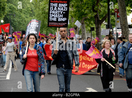 Nationale anti-faschistischen BNP marschieren durch London 21. Juni 2008 Stockfoto