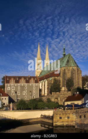 St. Peters Kirche Weidhaus über Neiße in Görlitz Sachsen Deutschland Blick aus Zgorzelec Polen Stockfoto