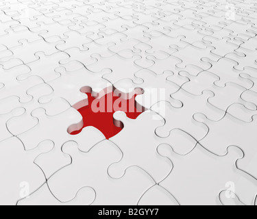 3D Rendern eines Puzzles mit einem Stück fehlt Stockfoto
