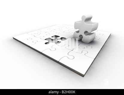 3D Rendern eines Puzzles mit einem Stück fehlt Stockfoto