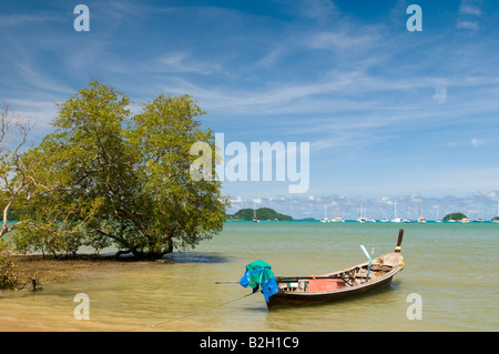 Longtail-Boote am Chalang Beach, Phuket, Thailand Stockfoto