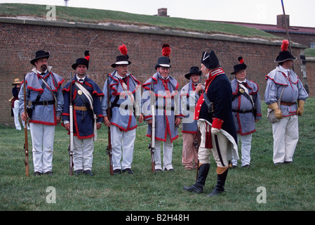 Reenactors des Krieges von 1812, Star Spangled Banner Tag, Fort McHenry, Baltimore, Maryland Stockfoto