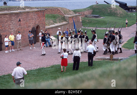 Reenactors des Krieges von 1812 Star Spangled Banner Tag Fort McHenry Baltimore Maryland Stockfoto