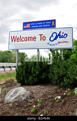 Herzlich Willkommen Sie in Ohio Schild an der Interstate 80 Eingabe von Pennsylvania Stockfoto