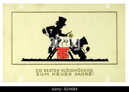 Postkarte Motiv Chimney Sweeper Glück für Deutschland des 19. Jahrhunderts Stockfoto