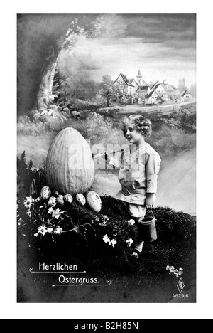 Postkarte Motiv Kid Malerei Riesen Ostern ei 19. Jahrhundert in Deutschland Stockfoto