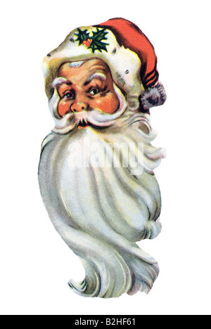 alten altmodische rote Weihnachtsmann Mütze und großen weißen Bart 19. Jahrhundert in Deutschland Stockfoto