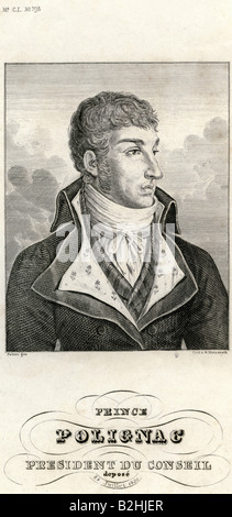 Polignac, Jules Auguste Armand Fürst von, 14.5.1780 - 29.3.1847, französischer Politiker, Stich von G. Metzeroth nach Zeichnung von Julien, Jahrhundert, Artist's Urheberrecht nicht gelöscht werden Stockfoto