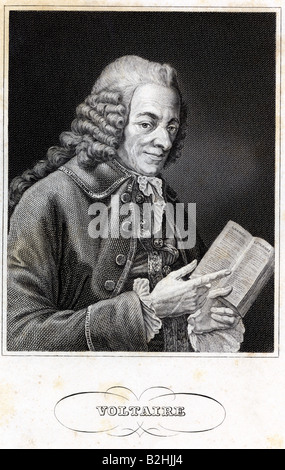 Voltaire, Francois Marie Arouet de, 21.11.1694 - 30.5.1778, französischer Autor/Verfasser, Stahlstich, Jahrhundert, Artist's Urheberrecht nicht gelöscht werden Stockfoto