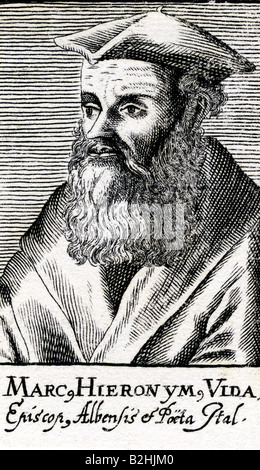 Vida, Marcus Hieronymus, circa 1485 - 27.10.1566, Italienische Autor/Autorin und Bischof von Alba, Porträt, Kupferstich, 17. Jahrhundert, Artist's Urheberrecht nicht gelöscht werden Stockfoto
