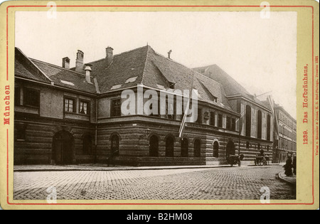 Geografie/Reisen, Deutschland, München, Gastronomie, Hofbräuhaus, Außenansicht, Römmler und Jonas-Verlage, 1891, Stockfoto