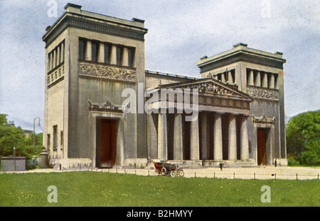 Geographie/Reise, Deutschland, München, Königsplatz, Propyläen, Ansicht, Postkarte von Hans Hildenbrand, gestempelt am 24.10.1910, Stockfoto