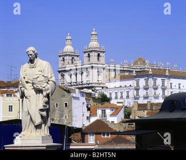 Geographie/Reise, Portugal, Lissabon, Alter Bezirk Alfama, Statue von Vincente vor der Abtei Sao Vicente, Stockfoto