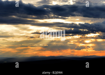 Blick vom Dundret wässert in Fjaell von Lappland, Gaellivare, Schweden, sommer Stockfoto