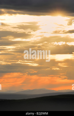 Blick vom Dundret wässert in Fjaell von Lappland, Gaellivare, Schweden, sommer Stockfoto