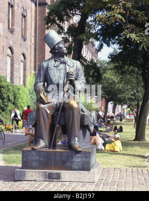 Andersen, Hans Christian, 2.4.1805 - 4.8.1875, dänischer Autor/Schriftsteller, Statue in der Nähe des Rathauses in Kopenhagen, Danmark, Stockfoto