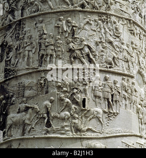 Geographie / Reisen, Italien, Rom, Trajan Forum (Forum Traiani), Trajans Säule (Columna Traiana), erbaut 113 n. Chr., Fries, Detail Stockfoto