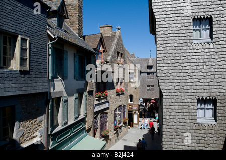 mittelalterliche französische Architektur, mont St. Michel, Normandie, Frankreich Stockfoto