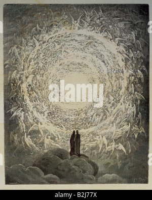 Dore, Gustave (1832-1883), Illustration, von der "Göttlichen Komödie" von Dante Alighieri, Canto 18: "Die Sphären des Himmels', Holzstich, farbig, 1860, Privatsammlung, Artist's Urheberrecht nicht gelöscht werden Stockfoto