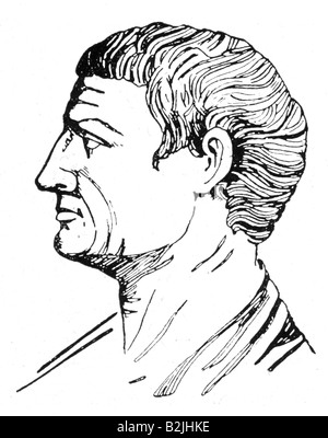 Aristoteles, 384 - 322 v. Chr., griechische Philosoph, Porträt, Tuschezeichnung, Seitengesicht, Stockfoto