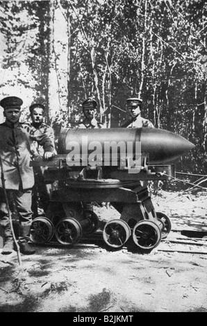 Veranstaltungen, Erster Weltkrieg/erster Weltkrieg, Westfront, Belgien, Schale für eine deutsche 42-cm-Pistole "Big Bertha", Lüttich, 7.8.1914, Stockfoto