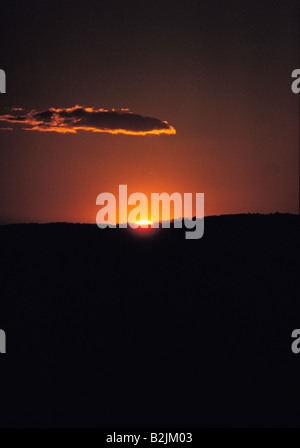 Australien, Blue Mountains, Silhouette der Hügel bei Sonnenuntergang Stockfoto