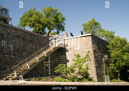 Treppen von Cote de le Canoterie, Rue des Remparts, Stadtmauer, Quebec City, Kanada Stockfoto